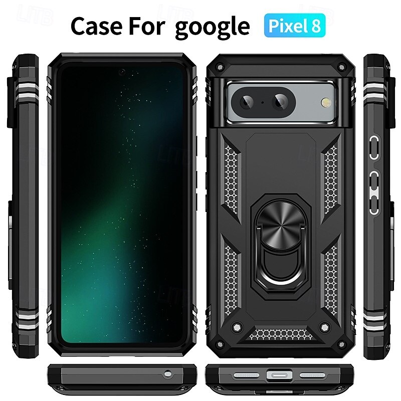 Phone Case For Google Pixel 9 Pro Pixel 9 Pro XL Pixel 8 Pro Pixel 8 Pixel 9 Pixel 7 Pixel 7 Pro Pixel 6 Pixel 6 Pro Back Cover Ring Holder Magnetic Shockproof Retro TPU PC4