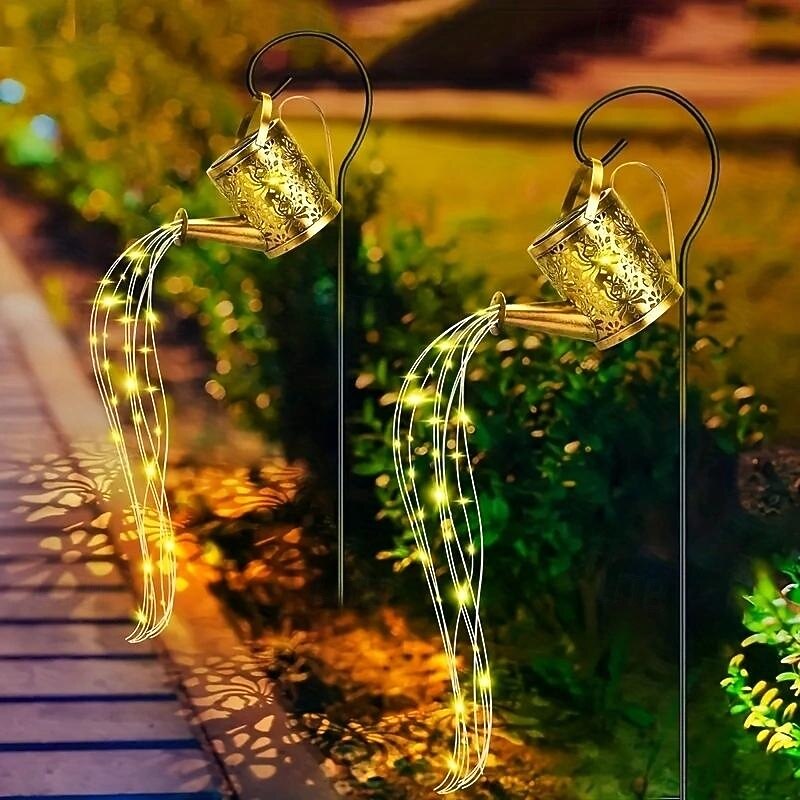 1 Pc LED Outdoor Solar Lights Metal Hollow Projection Water Bottle Flow Light Courtyard Garden Park Lawn Path Decorative Light3