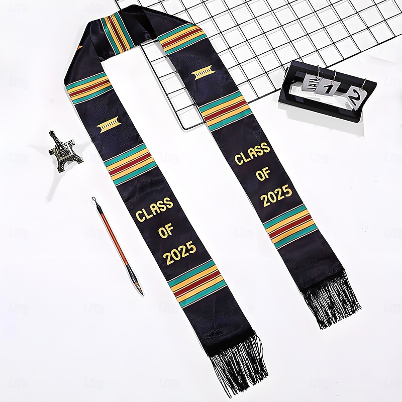 Unisex Graduation Stole, Plain Graduation Sash, Honor Stole for Students, Double-Layered Tassel Satin Graduation Stole, 2025 Graduation Honor Sash, Adult Ceremony Scarf3