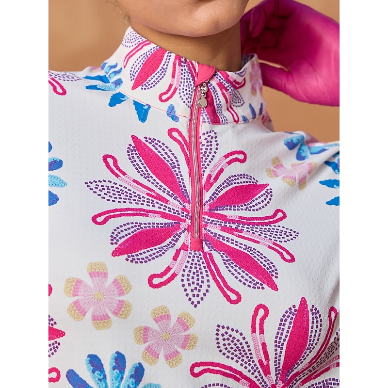 Women's Golf Polo Shirt Blue Pink Long Sleeve Top Ladies Golf Attire Clothes Outfits Wear Apparel3