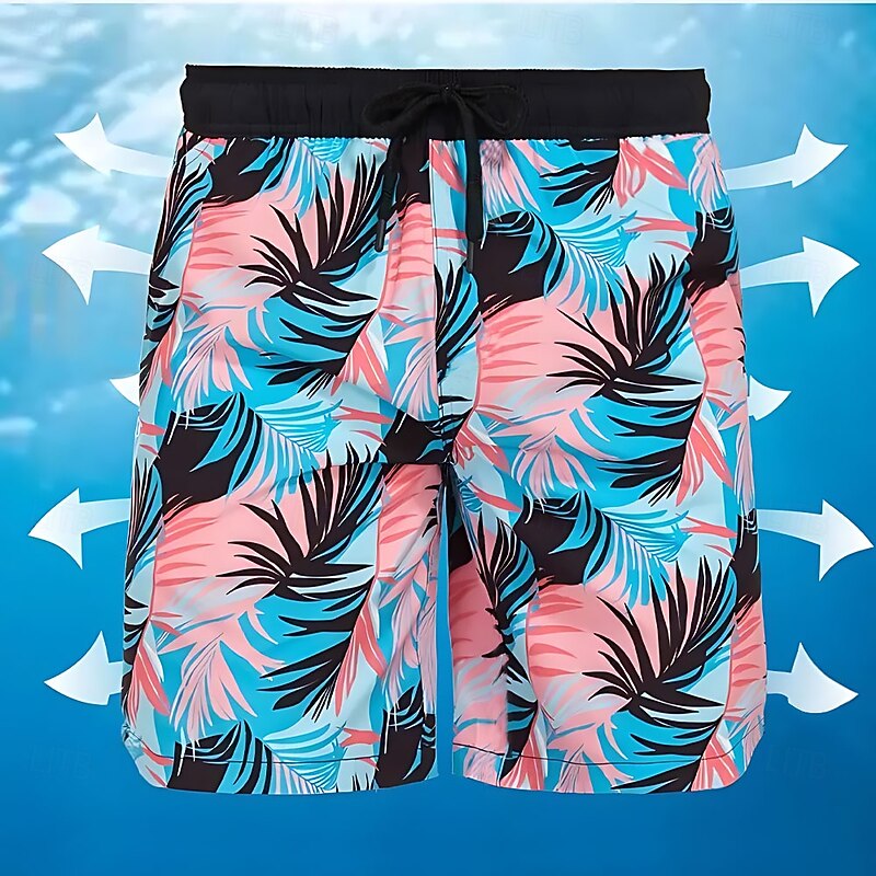 Men's Coconut Tree Tropical Plants Lined Shorts 2 in 1 Board Shorts Swim Shorts Mid Waist Hawaiian Vacation Holiday Beach Wear Side Pockets With Compression Liner Elastic Drawstring Waist Designer2