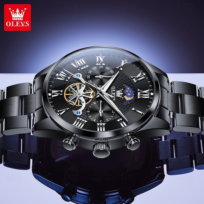 OLEVS 3640 Mens Watch Simple Original Brand Multifunctional Chronograph Moon Phase Quartz Watch Waterproof Watch2