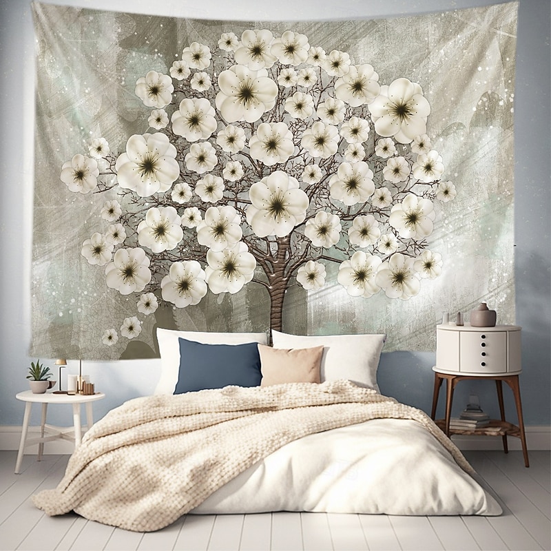 Landscape Tree Flowers Hanging Tapestry Wall Art Large Tapestry Mural Decor Photograph Backdrop Blanket Curtain Home Bedroom Living Room Decoration - Main Image
