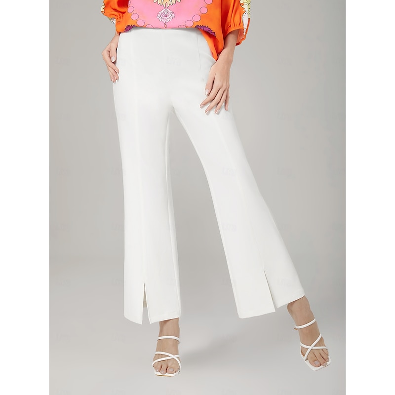 Elegant white Nine-Inch Wide Flared Trousers