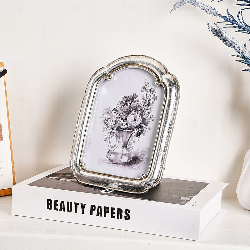 Resin Curved Door Frame Photo Frame, Gold Silver Brown Border, Elegant Desktop Picture Frame, Multi-Color Options, Simple Home Decor, Bedroom Office Desk Display, Stylish Tabletop Ornament4