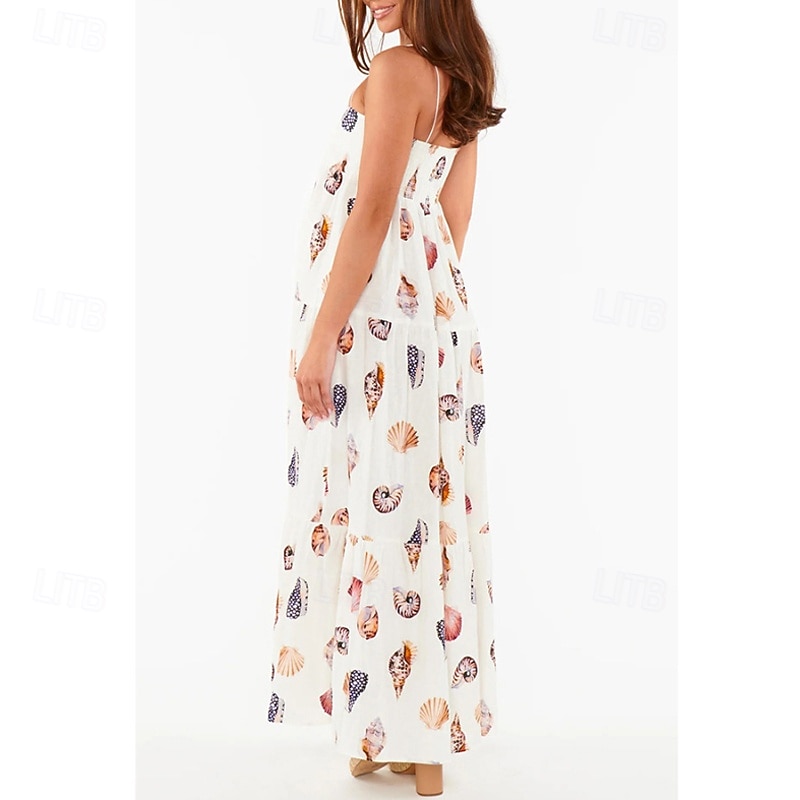 Women's Midi Dress Summer Dress Slip Dress Fashion Outdoor Holiday Going out Regular Fit Flower Sleeveless Spaghetti Strap White Summer4