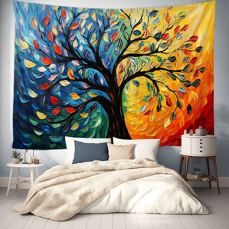 Tree of Life Hanging Tapestry Wall Art Large Tapestry Mural Decor Photograph Backdrop Blanket Curtain Home Bedroom Living Room Decoration Painting Style