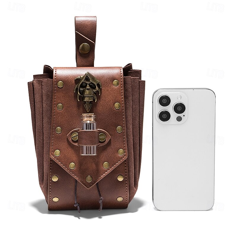 Retro Vintage Medieval Renaissance Bag Belt Pouch Dice Bag Pirate Viking Ranger Fancy Dress Men's Women's Unisex Pirate Fantasy Steampunk Halloween Carnival Performance Party LARP Adults' Bag4
