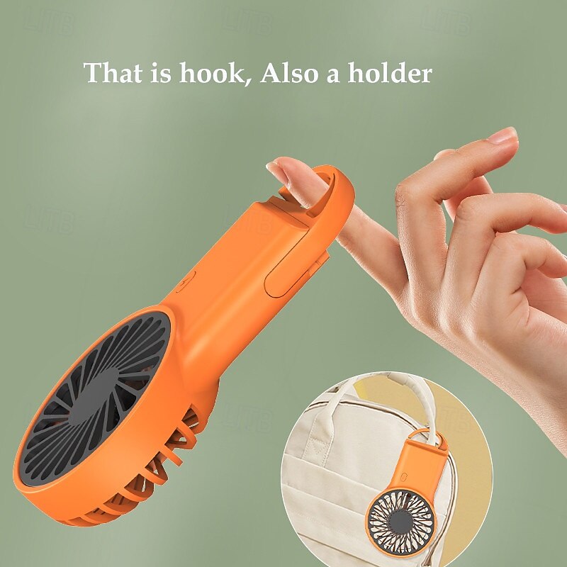 Foldable Cartoon Mini Fan – USB Rechargeable Handheld Fan with Hiking Buckle, Ideal for Kids or Travel3