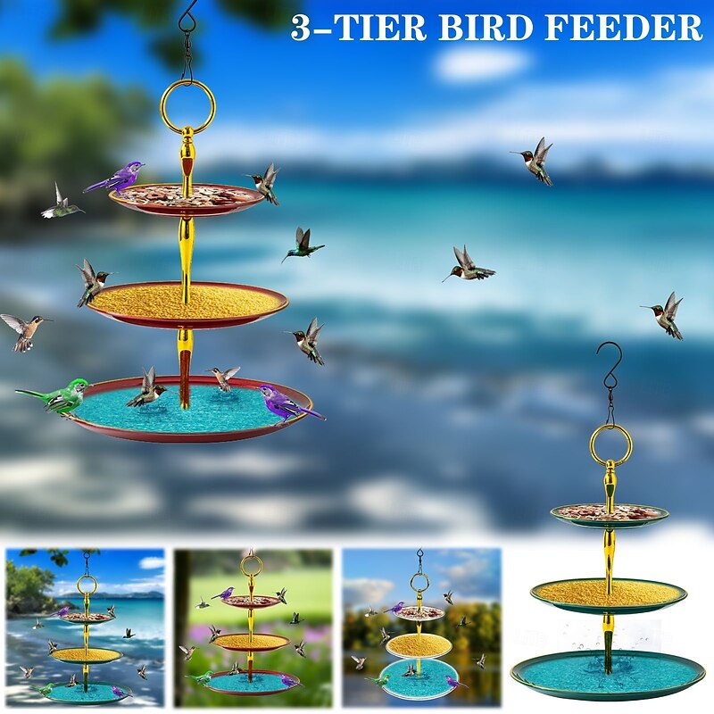 Hanging Bird Feeder Outdoor Garden Floating Fountain Hanging Bird Feeder, Bird Bath Basin for Backyard, Yard Decor, Bird Watching Attraction