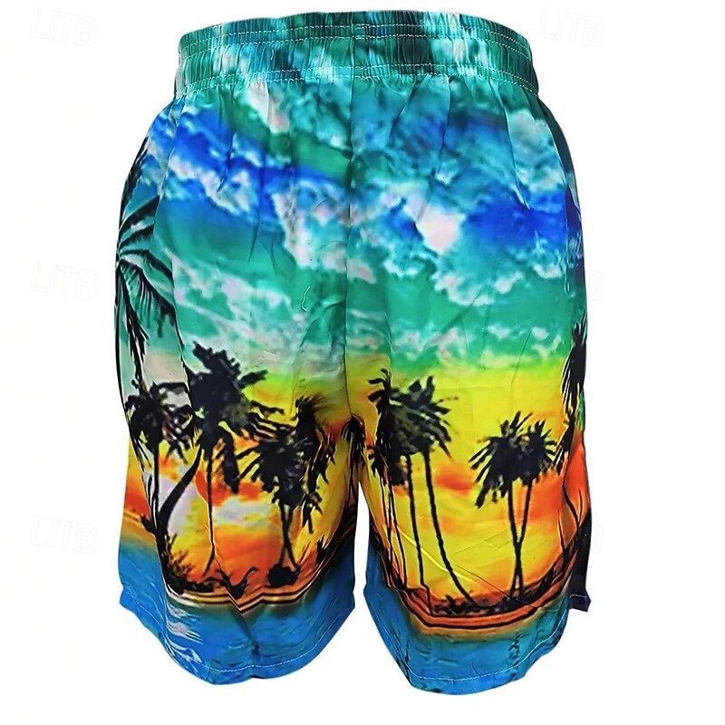 Men's Swim Trunks Swim Shorts Board Shorts Bottoms Drawstring with Pockets Swimming Surfing Beach Water Sports Tropical Printed Summer Spring2