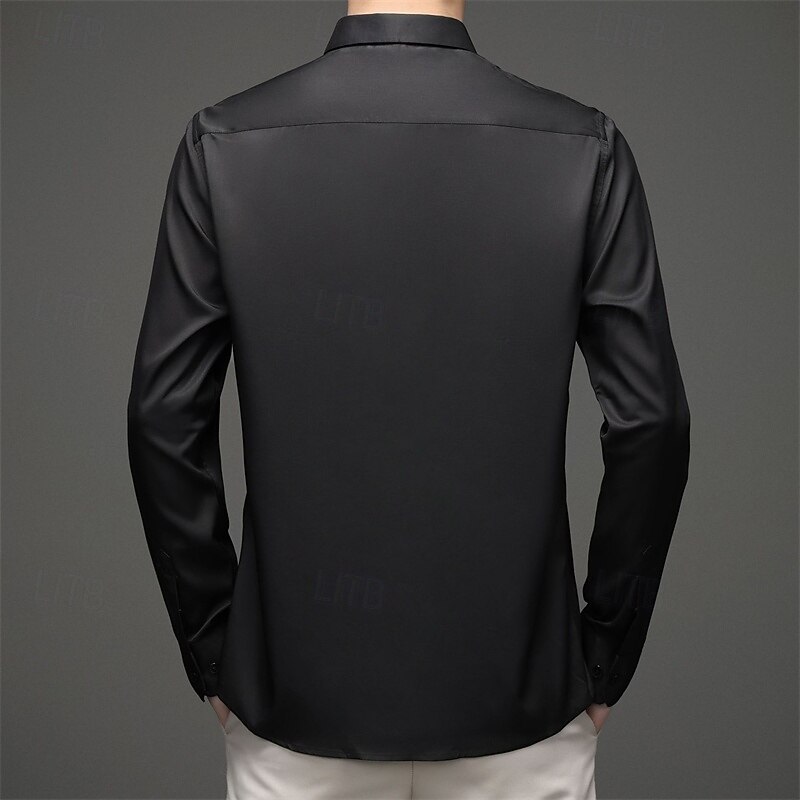 Men's Shirt Dress Shirt Button Up Shirt Plain Wedding Daily Black White Pink Wine Long Sleeve Shirt Collar Spring &  Fall Clothing Apparel Patchwork2