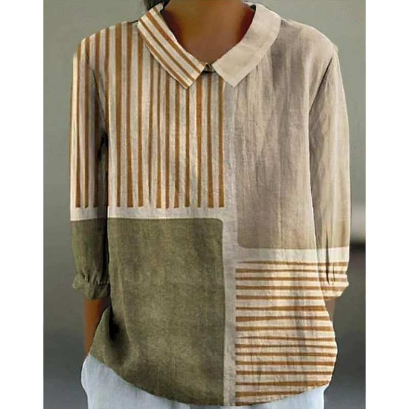 Women's Blouse Long Sleeve Peter Pan Collar Casual Floral Bohemia Daily Stylish Collar Regular Tops Daily Buttons Print Pink Blue Orange Green Khaki Summer Spring3