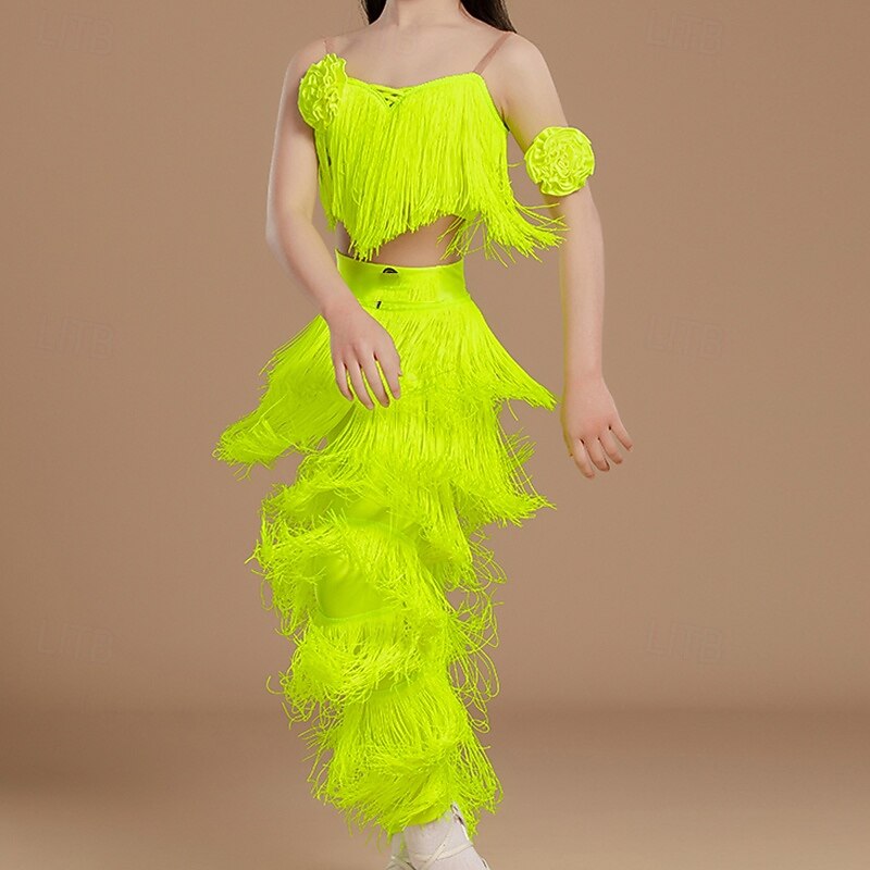 Kids' Dancewear Top Tassel Girls' Performance Daily Wear Sleeveless High Lycra3