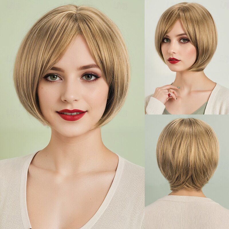 Synthetic Wig Bouncy Curl kinky Straight Asymmetrical Neat Bang Machine Made Wig 30 inch A1 Synthetic Hair Women's Classic Comfortable Color Gradient Multi-color