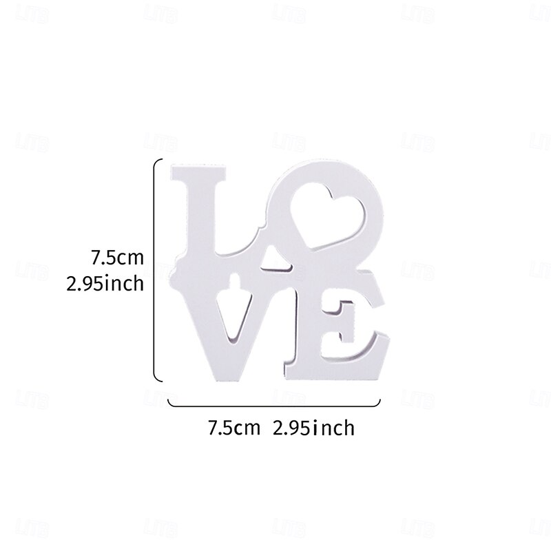 White Double-Layer "LOVE" Letter Tabletop Decor, PVC Freestanding Sign, Romantic Valentine's Day, Wedding, Anniversary Decoration, Warm Indoor Desktop Letter Ornament for Home and Party Display2