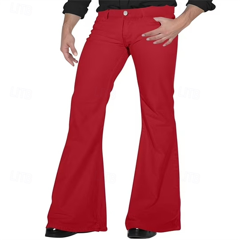 Retro Vintage 1970s Long Length Trousers Bell Bottom Pants Flared Trousers Hippie Solid Color Fancy Dress Men's Masquerade Daily Wear Pride Parade Pride Month Adults' Pants Spring & Summer4