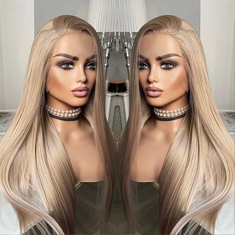 Remy Human Hair 5x5 Closure 13x4 Lace Front Wig Free Part Brazilian Hair Straight Blonde Wig 130% 150% Density with Baby Hair Natural Hairline Glueless For Women Long Human Hair Lace Wig4