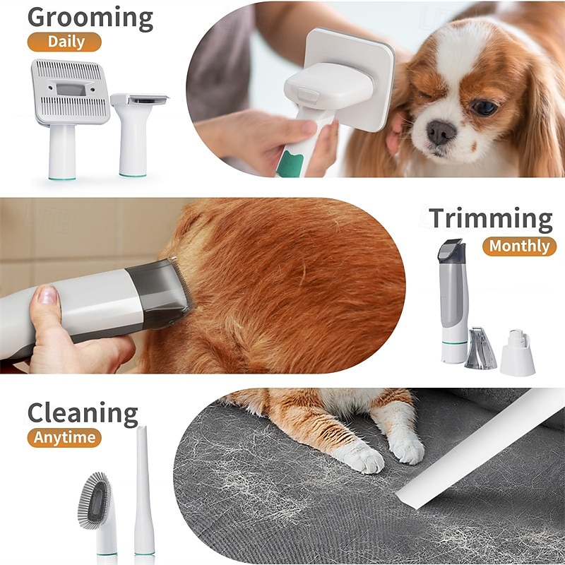 Strong Power 7 in 1 Pet Grooming Vacuum Kit - Professional Clippers with 6 Guide Combs Mulifunctional Tools for 99% Pet Hair Removal - Dogs Cats and Other Animals4