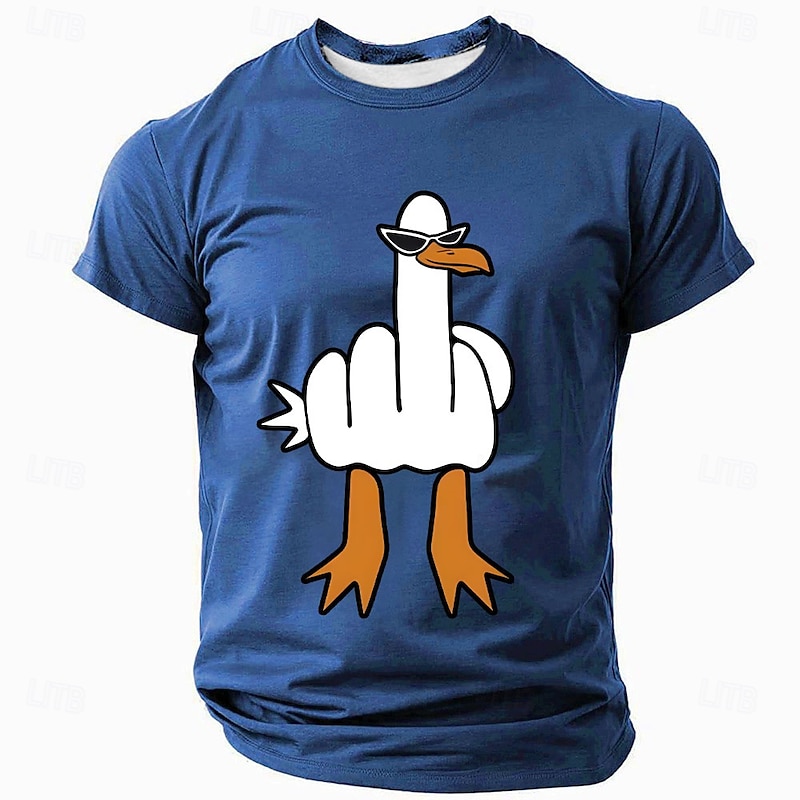 Men's Funny Duck T Shirt Short Sleeve T shirt 3D Print Crew Neck Shirt Fashion Exaggerated Designer Party Street Casual Black Red Blue Summer Spring All Seasons Clothing Apparel S M L XL XXL XXXL