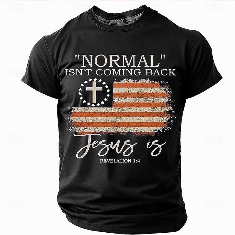 Easter Men's American US Flag Jesus T Shirt Short Sleeve T shirt 3D Print Crew Neck Shirt Designer Casual Party Holiday Black Blue Green Summer Spring Clothing Apparel S M L XL XXL XXXL4