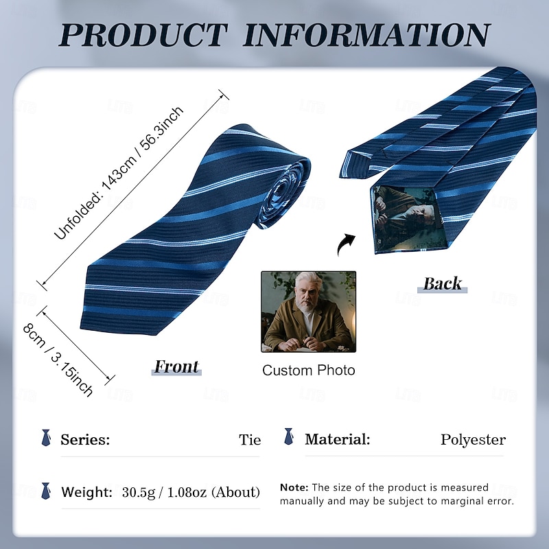 Personalized Photo Tie Custom Best Gift for Dad, Unique Neckwear Gift for Husband, Boyfriend, Father's Day, Birthday, Wedding, Practical and Sentimental Gift2