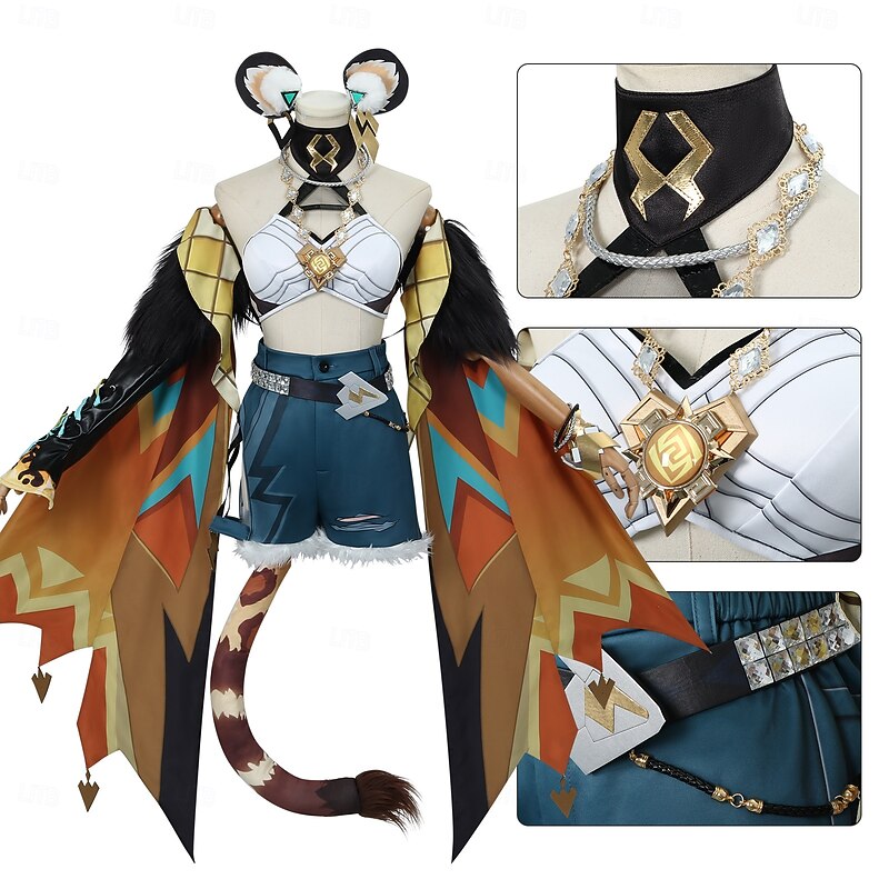 Genshin Impact Cosplay Xilonen Anime Cosplay Costume Shoes Cosplay Wigs Cosplay Suits Cosplay Wigs Cosplay Shoes Halloween Masquerade Performance Party Pants Sleeves Cloak For Women's Adults'4