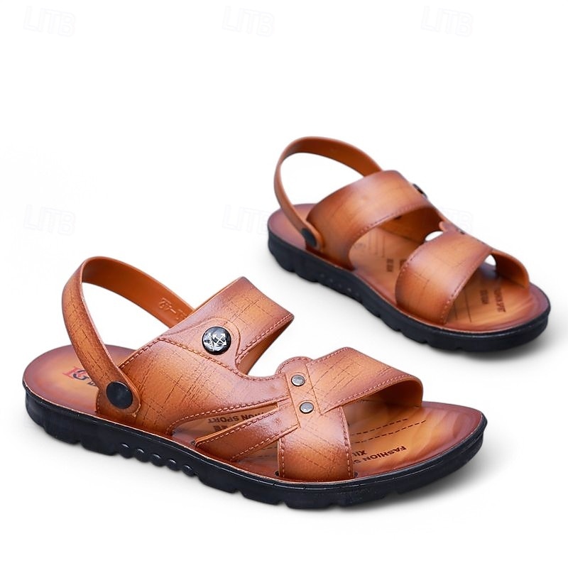 Men's Retro Striped Dual-Purpose Sandals with Adjustable Straps, Versatile and Stylish for Outdoor or Casual Wear4