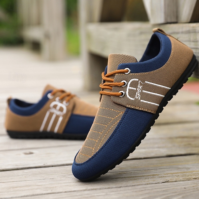 Men's Nylon Casual Slip-On Shoes with Contrasting Textures - Perfect for Daily Wear and Leisure Activities2