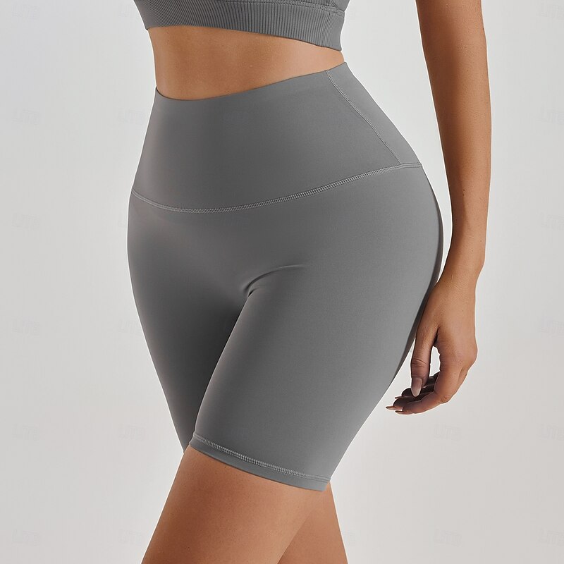 Women's Gym Shorts Yoga Shorts Workout Shorts Butt Lift Tummy Control High Waist Pilates Gym Workout Workout Shorts Solid Color Navy Black Coffee Spandex Sports Activewear Stretchy Slim4