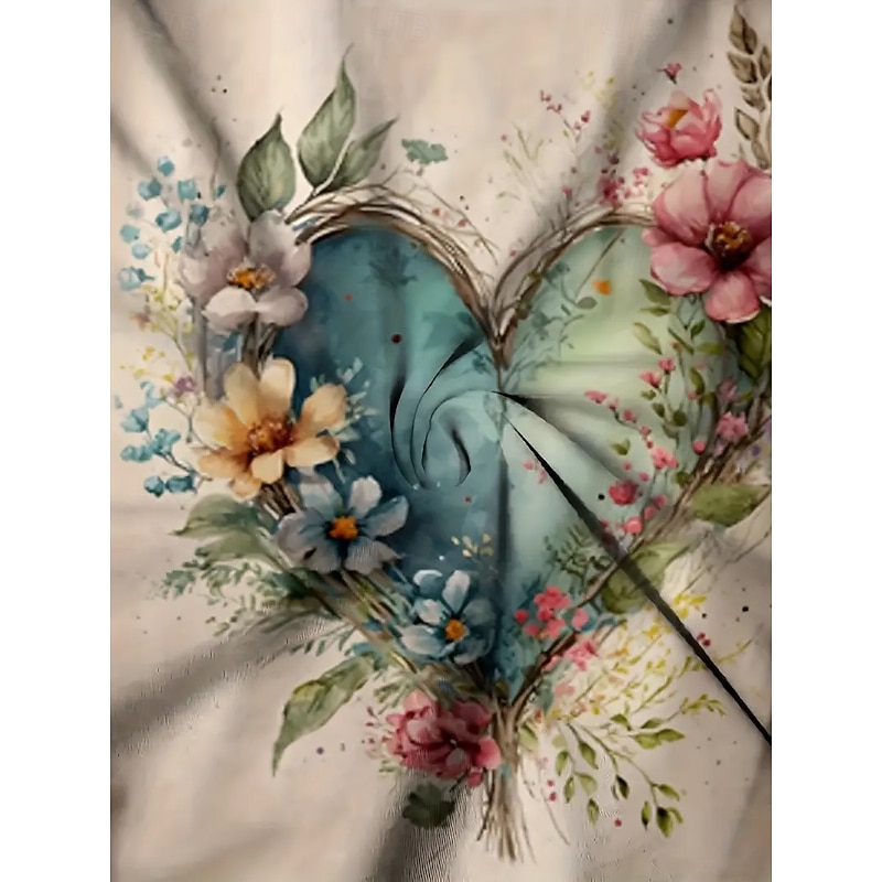 Women's T Shirt Summer Tops Heart Graphic Classic Casual Short Sleeve Crew Neck Crop Tops Daily Weekend Print Rainbow Summer Spring Fall4