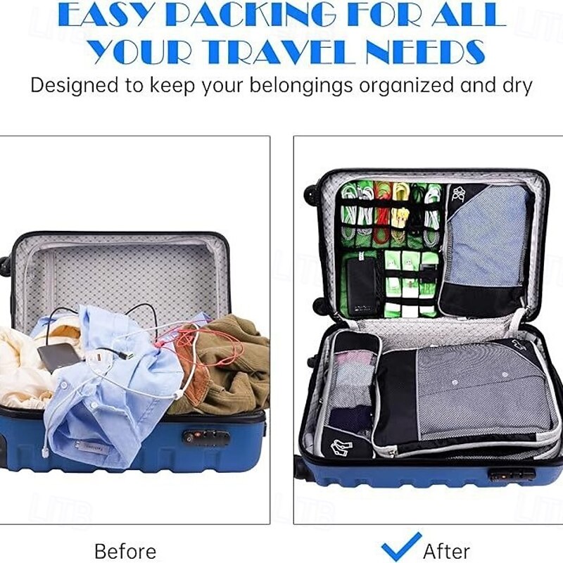 Compression Travel Packing Cubes Set for Luggage Storage and Backpack Organizer, Expandable Mesh Travel Bags, 5-Piece Set for Space Saving and Organizing Clothes2