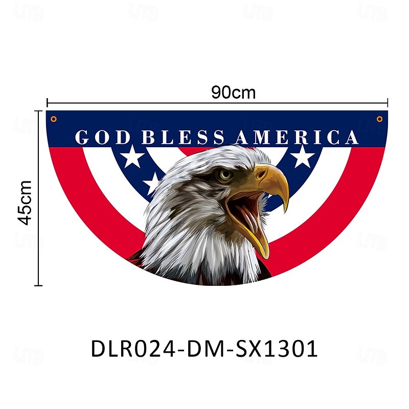 American 4th of July Bunting Flag 3 x1.5 Ft Non-Pleated Fan Flag Banner Eagle Polyester Flag for Holiday Outdoor Hanging Decor Patriotic Memorial Day4