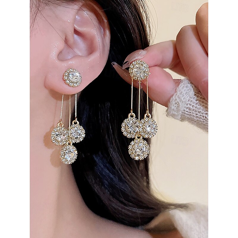 Elegant Crystal Dangle Earrings for Women – Sparkling Rhinestone Drop Earrings, Stylish Jewelry for Parties, Weddings and Special Occasions - Main Image