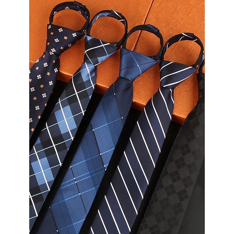 Men's Pre-Tied Narrow Zip Ties - Classic Stripes and Solids, Adjustable, Easy-To-Wear Ties for Business, Weddings and Formal Events3