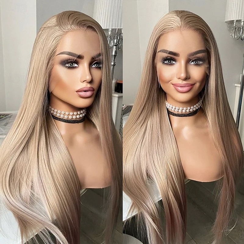 Remy Human Hair 5x5 Closure 13x4 Lace Front Wig Free Part Brazilian Hair Straight Blonde Wig 130% 150% Density with Baby Hair Natural Hairline Glueless For Women Long Human Hair Lace Wig2