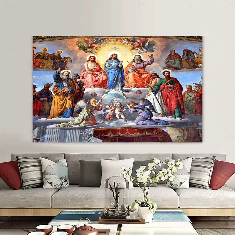 Medieval Tapestry Middle Age Wall Art Jesus and Angels Large Tapestry Mural Decor Photograph Backdrop Blanket Curtain Home Bedroom Living Room Decoration4