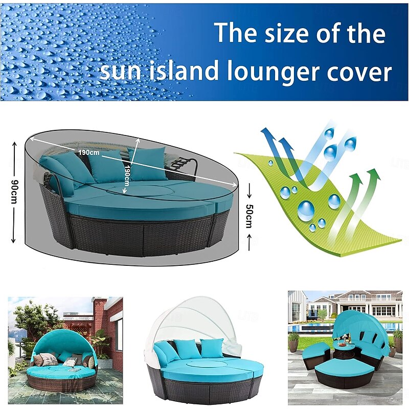 Round Garden Bed Cover, 420D Waterproof Garden Bed Cover with Shoulder Strap & Handle, Round Anti-Wind Protective Cover2