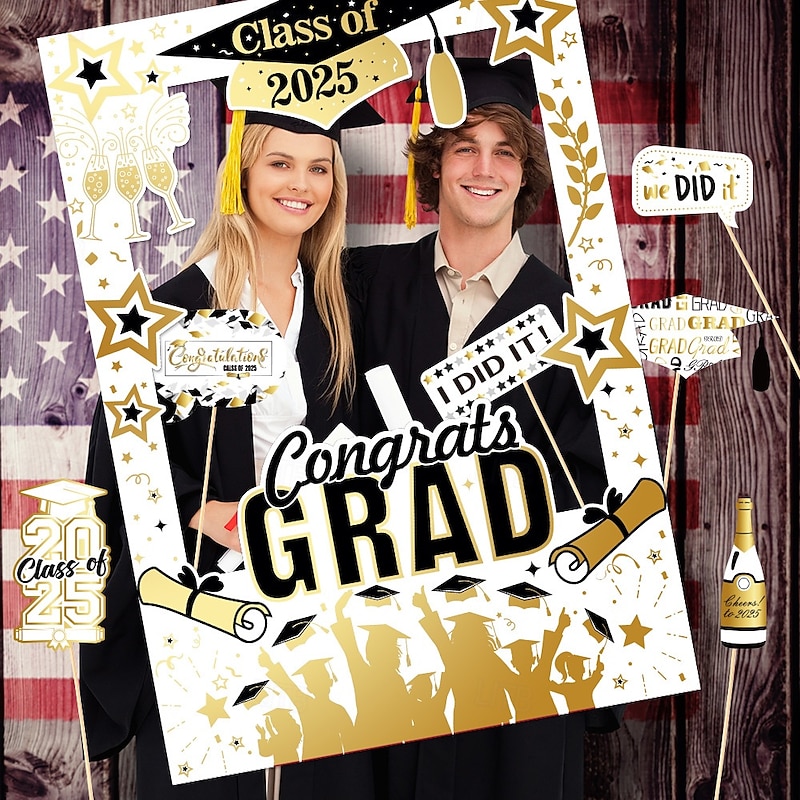 Graduation Photo Set, Paper Frame Photo Props Kit, Graduation Celebration Party Decorations, Keepsake for Photos4
