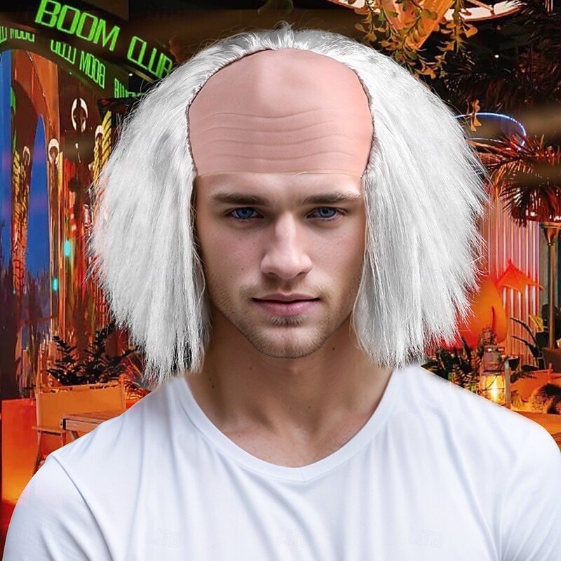 Synthetic Wig kinky Straight Water Wave Layered Haircut Asymmetrical Braid Machine Made Wig 14 inch A1 Synthetic Hair Men's Classic Comfortable Color Gradient Silver