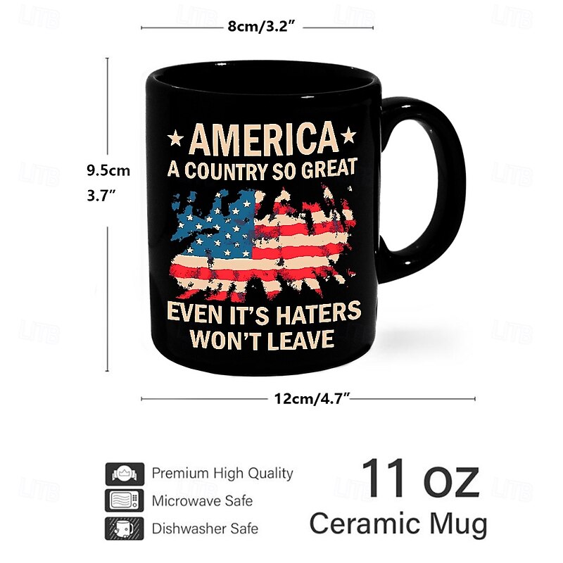 Patriotic Coffee Mug America A Country So Great 11oz Black Ceramic Cup Funny USA Gift for Men Women Veterans Independence Day Political Humor Drinkware2