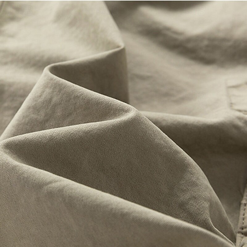 Men's Cargo Shorts Shorts Summer Shorts Drawstring Elastic Waist Zipper Pocket Plain Comfort Wearable Knee Length Outdoor Sport Daily Fashion Casual Black Brown4