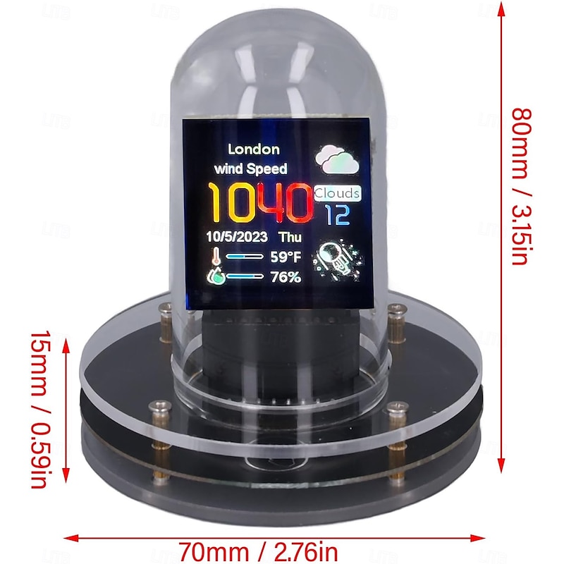 LED Night Lights WiFi-Synced Nixie Tube Clock 1.54 Inch LCD Screen Weather Display 12/24 Hour Electronic Touch to Switch Themes Clock RGB Digital Clock with Electronic Album Feature for Home Office 1PC4