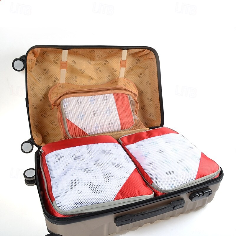 3-Piece Compression Packing Cubes Set for Travel Luggage Storage and Organizer, Mesh Zippered Expanding Storage Bags Set4