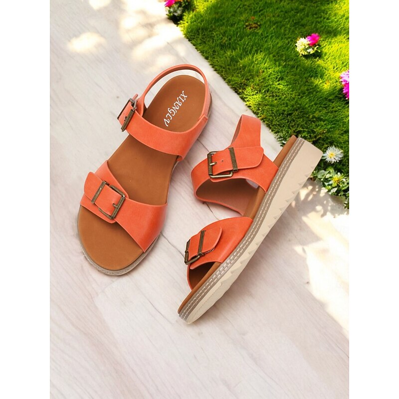 Women's Buckle Strap Sandals - Adjustable Open-Toe Comfort Shoes for Walking & Outdoor Activities