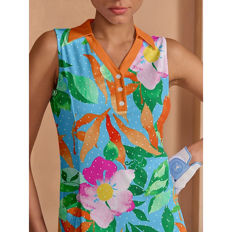 Women's Golf Dress Sky Blue Sleeveless Dress Ladies Golf Attire Clothes Outfits Wear Apparel3