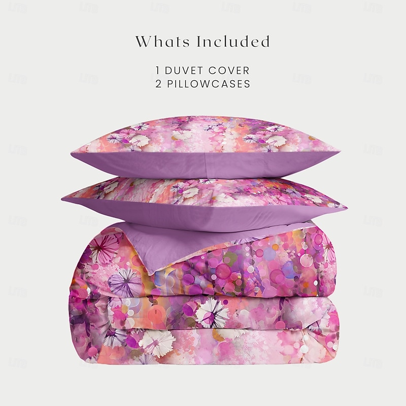 Floral Duvet Cover Set 100% Cotton Soft and Breathable Bedding Featuring Pink Flowers Lightweight and Durable Quilt Cover Comfortable for All Seasons Easy to Care2