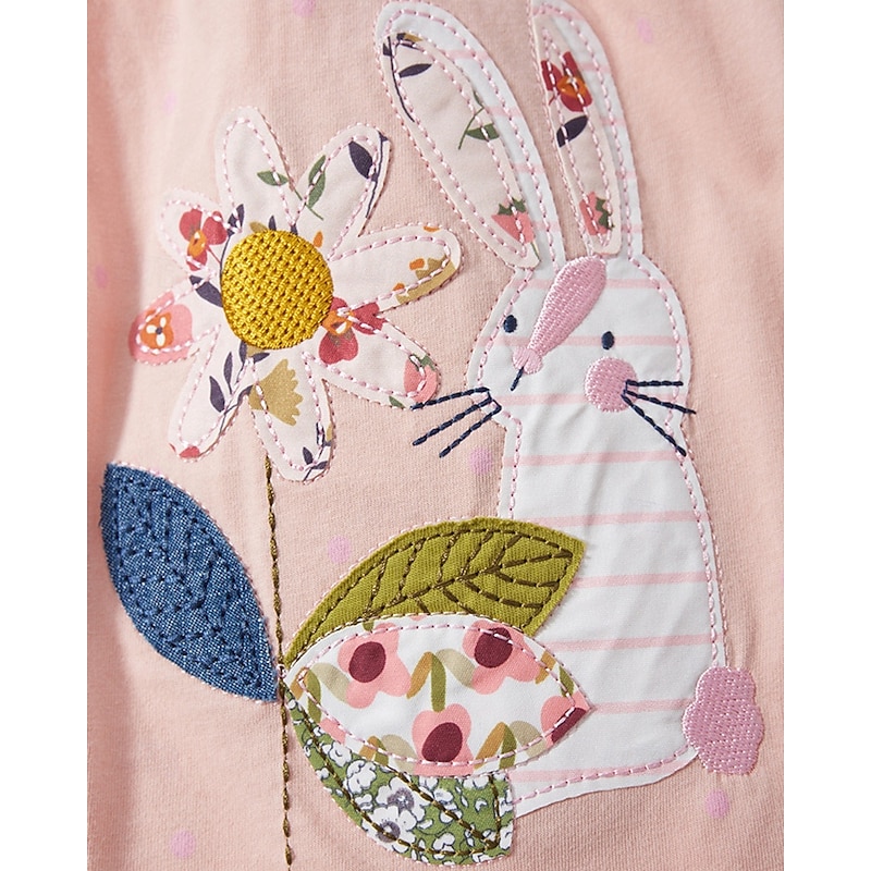 Kids Girls' Dress Flower Short Sleeve Outdoor Casual Fashion Adorable 100% Cotton Knee-length Casual Dress A Line Dress Summer Spring 4 years+ Pink4