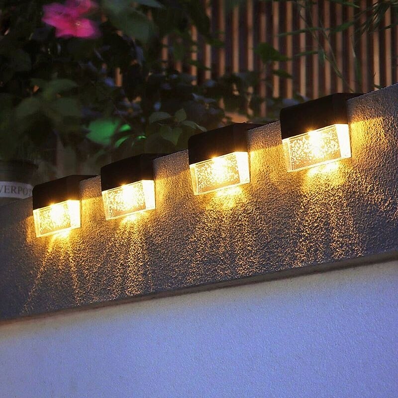 2/4 Pcs LED Solar Wall Light Outdoor Step Light Waterproof Courtyard Garden Stairs Balcony Yard Landscape Atmosphere Holiday Decoration2