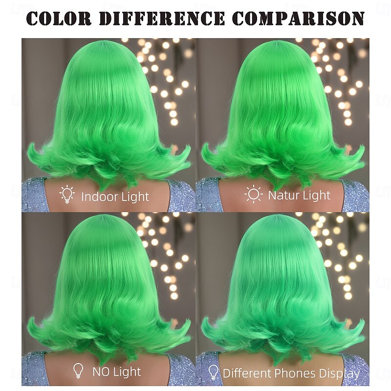 Synthetic Wig Wavy Curly Weave Side Part Asymmetrical Machine Made Wig 30 inch A1 Synthetic Hair Women's Classic Comfortable Color Gradient Green4